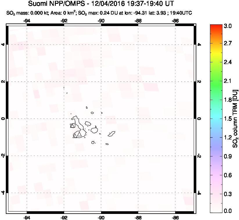 A sulfur dioxide image over Galápagos Islands on Dec 04, 2016.