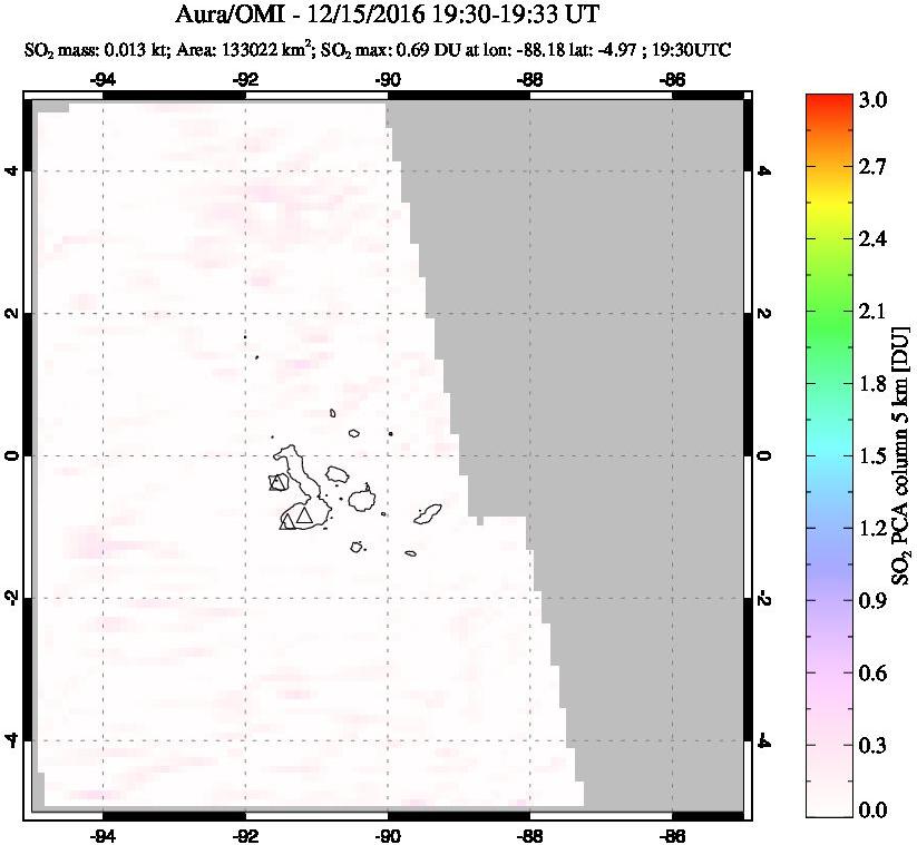 A sulfur dioxide image over Galápagos Islands on Dec 15, 2016.