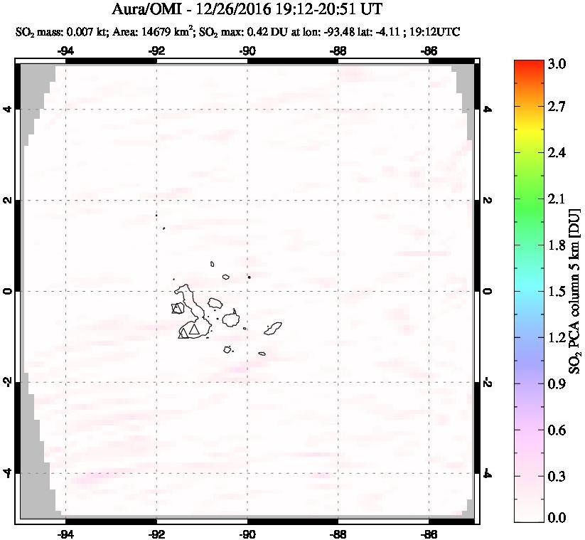 A sulfur dioxide image over Galápagos Islands on Dec 26, 2016.