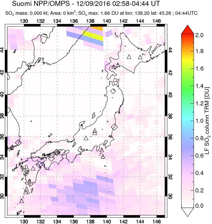 A sulfur dioxide image over Japan on Dec 09, 2016.