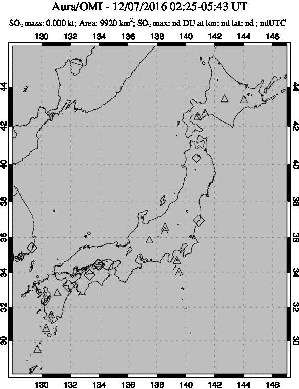 A sulfur dioxide image over Japan on Dec 07, 2016.