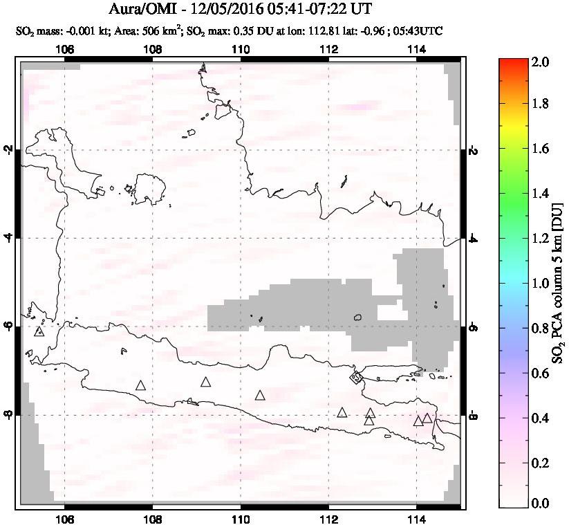 A sulfur dioxide image over Java, Indonesia on Dec 05, 2016.
