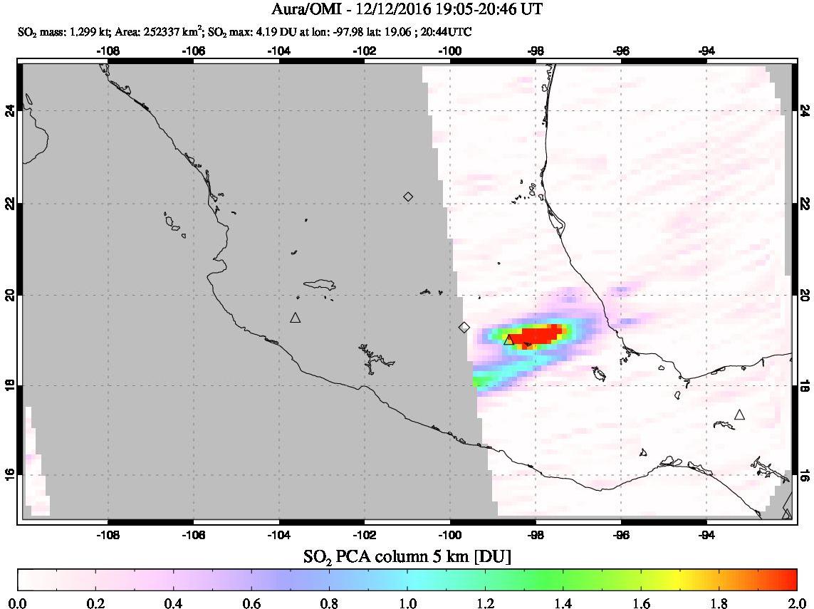 A sulfur dioxide image over Mexico on Dec 12, 2016.