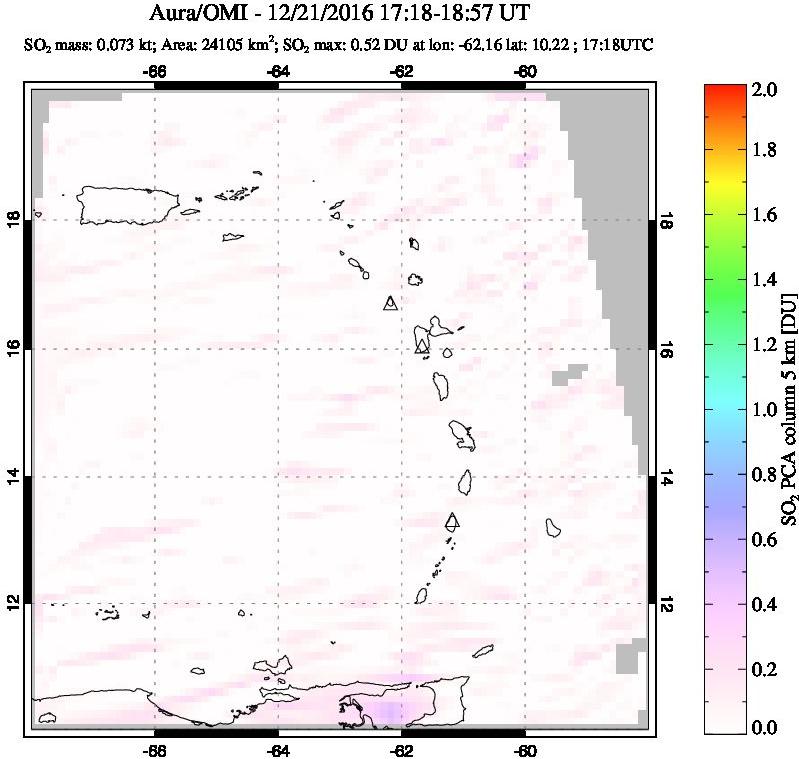 A sulfur dioxide image over Montserrat, West Indies on Dec 21, 2016.