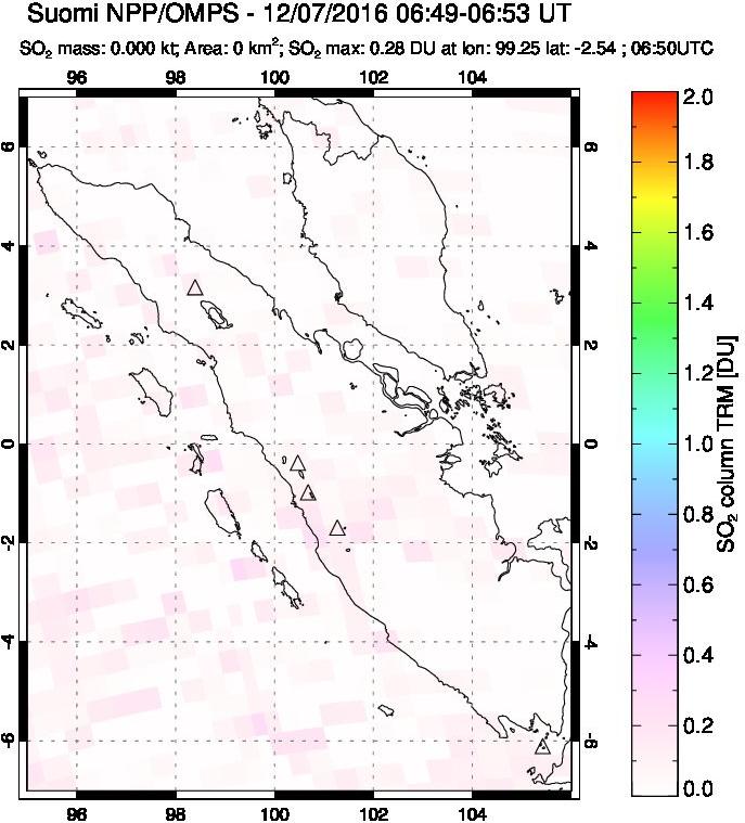A sulfur dioxide image over Sumatra, Indonesia on Dec 07, 2016.