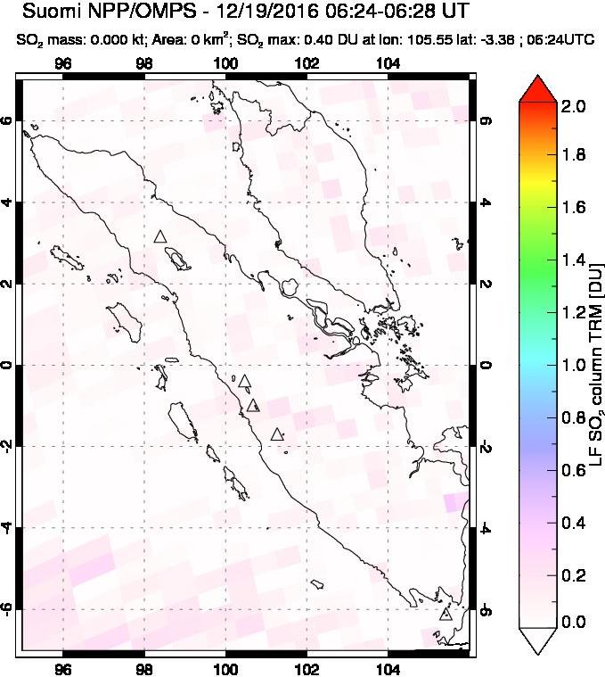 A sulfur dioxide image over Sumatra, Indonesia on Dec 19, 2016.