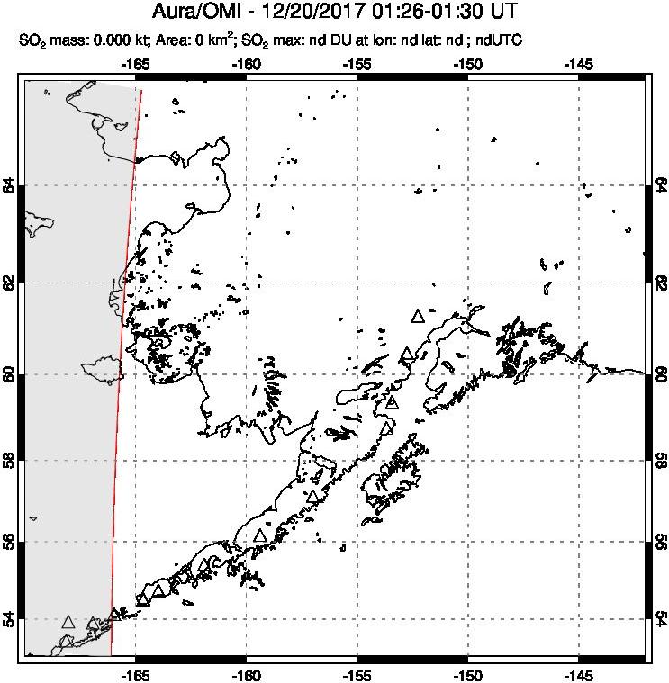 A sulfur dioxide image over Alaska, USA on Dec 20, 2017.