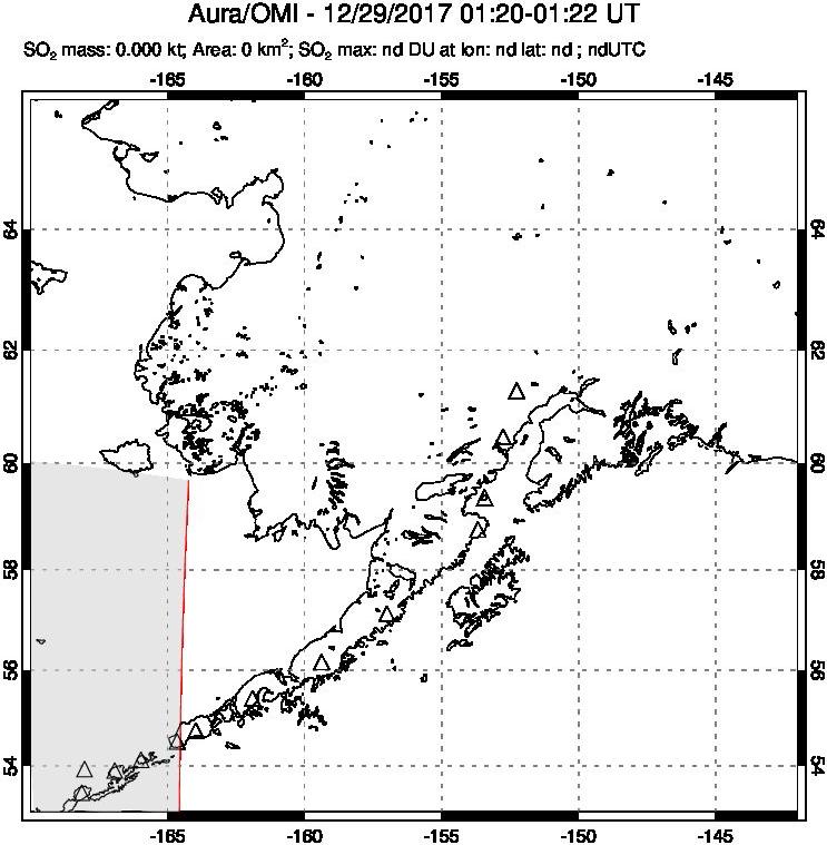 A sulfur dioxide image over Alaska, USA on Dec 29, 2017.