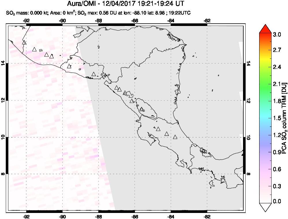 A sulfur dioxide image over Central America on Dec 04, 2017.