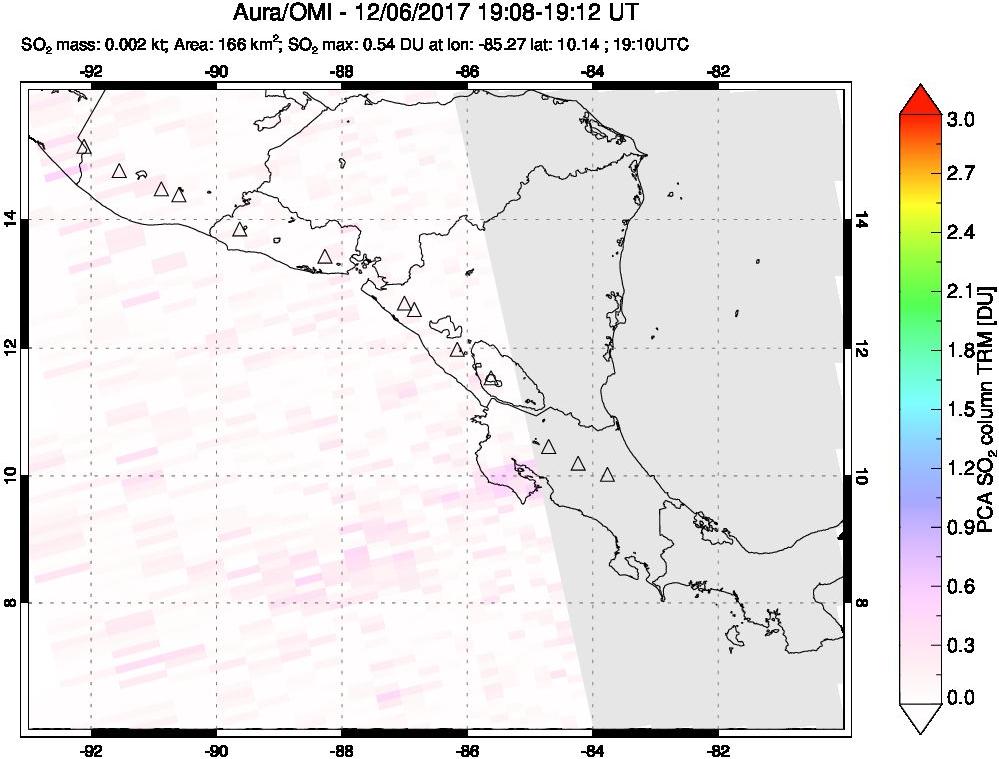 A sulfur dioxide image over Central America on Dec 06, 2017.
