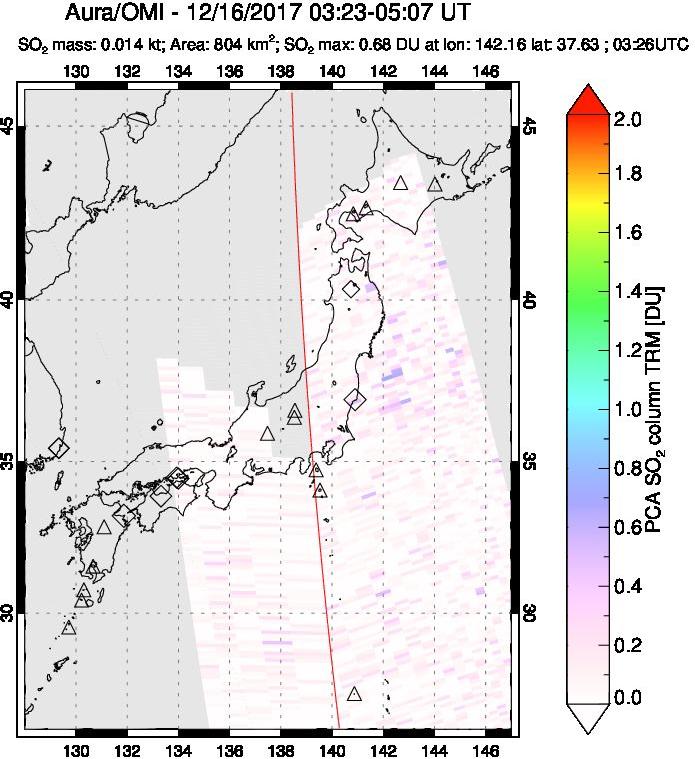 A sulfur dioxide image over Japan on Dec 16, 2017.