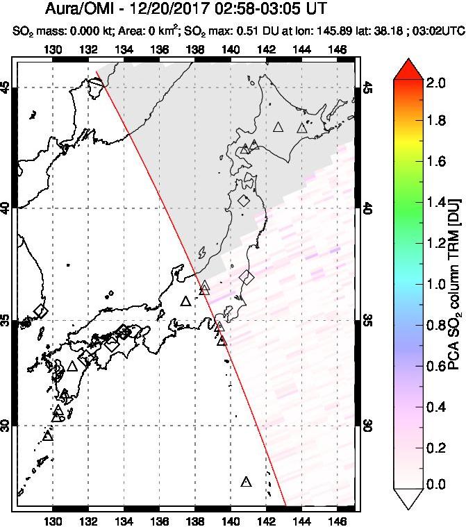 A sulfur dioxide image over Japan on Dec 20, 2017.