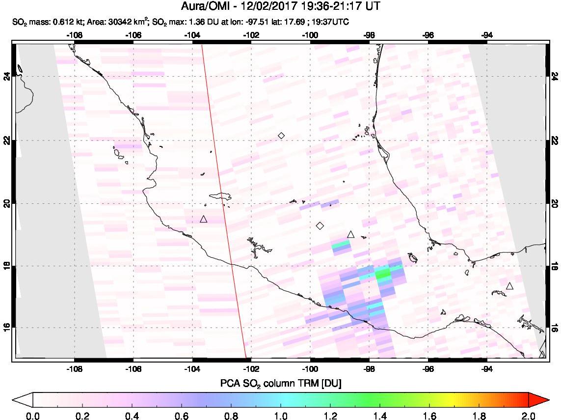 A sulfur dioxide image over Mexico on Dec 02, 2017.