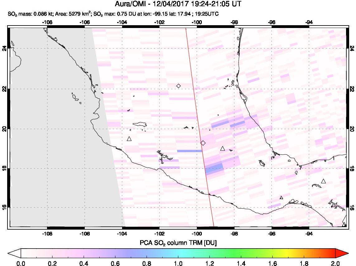 A sulfur dioxide image over Mexico on Dec 04, 2017.