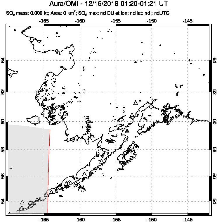 A sulfur dioxide image over Alaska, USA on Dec 16, 2018.