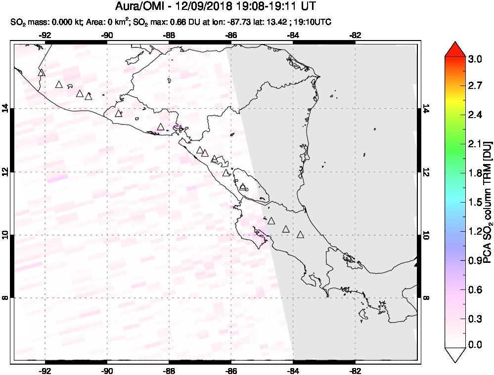 A sulfur dioxide image over Central America on Dec 09, 2018.