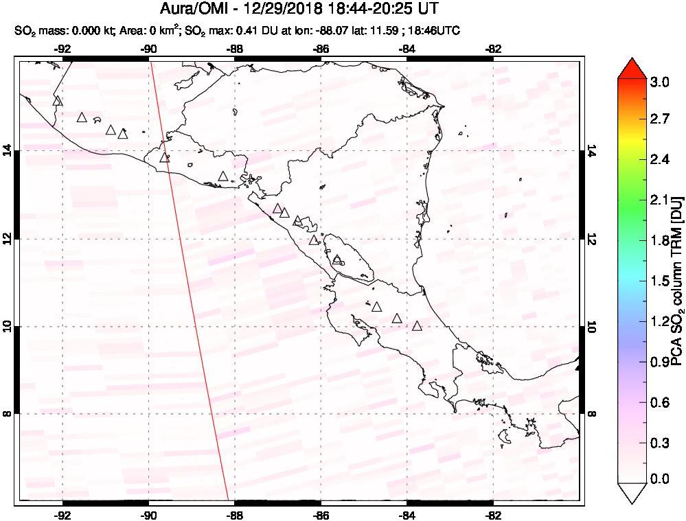 A sulfur dioxide image over Central America on Dec 29, 2018.