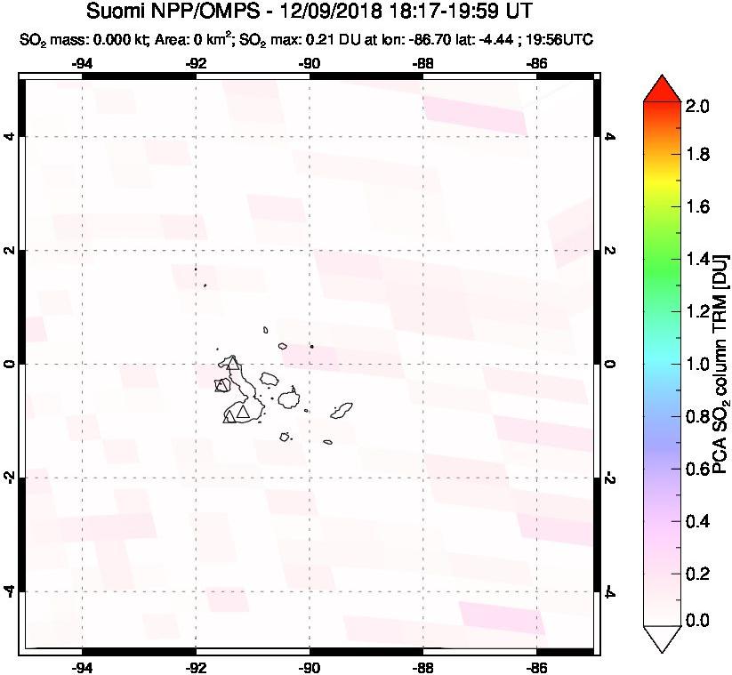 A sulfur dioxide image over Galápagos Islands on Dec 09, 2018.