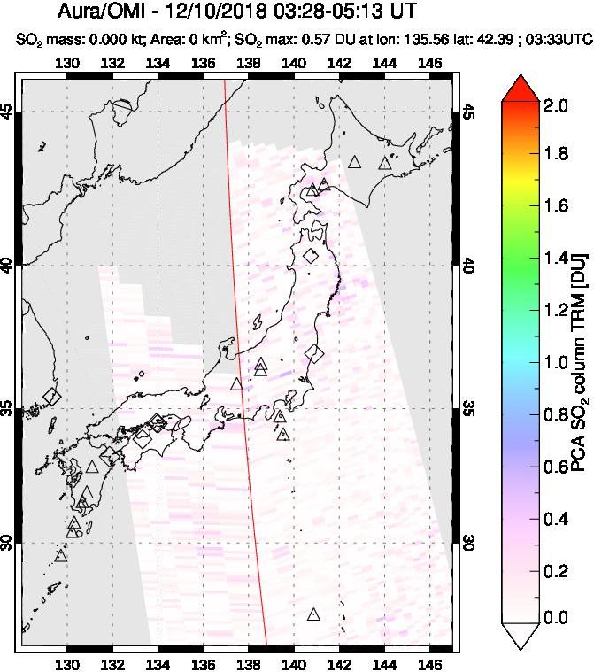 A sulfur dioxide image over Japan on Dec 10, 2018.