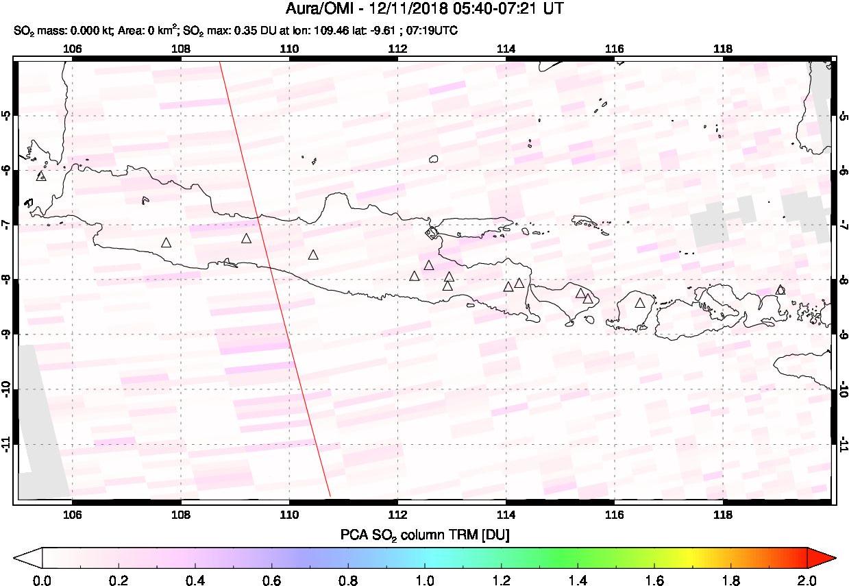 A sulfur dioxide image over Java, Indonesia on Dec 11, 2018.