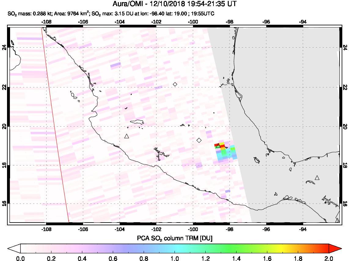 A sulfur dioxide image over Mexico on Dec 10, 2018.