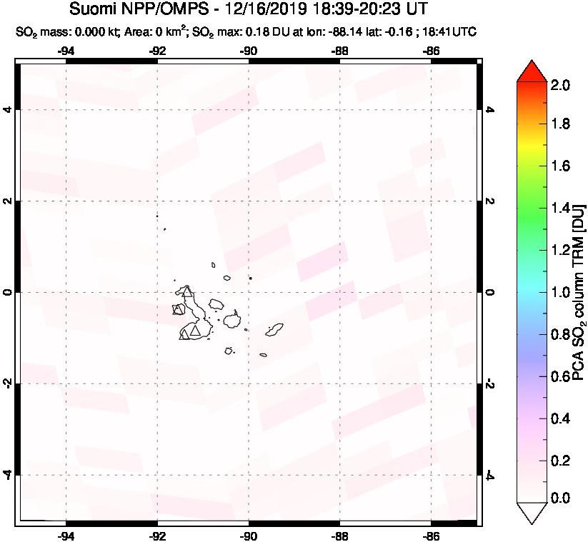 A sulfur dioxide image over Galápagos Islands on Dec 16, 2019.