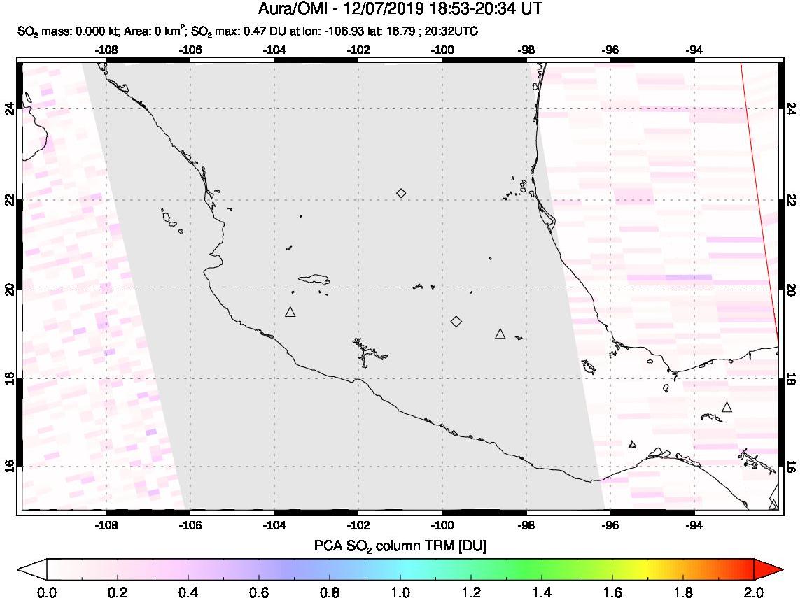 A sulfur dioxide image over Mexico on Dec 07, 2019.