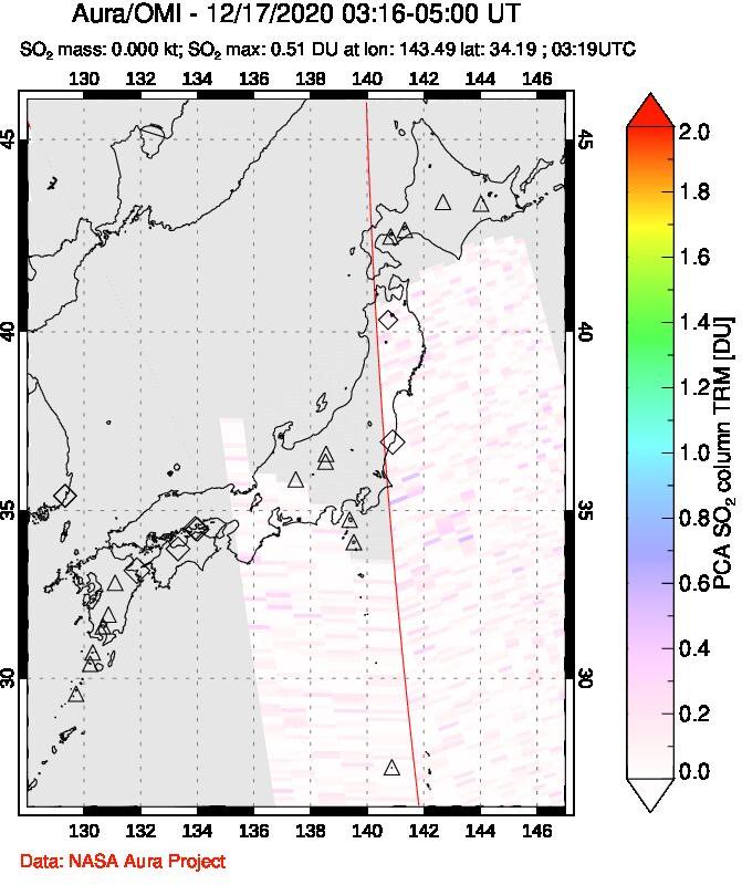 A sulfur dioxide image over Japan on Dec 17, 2020.