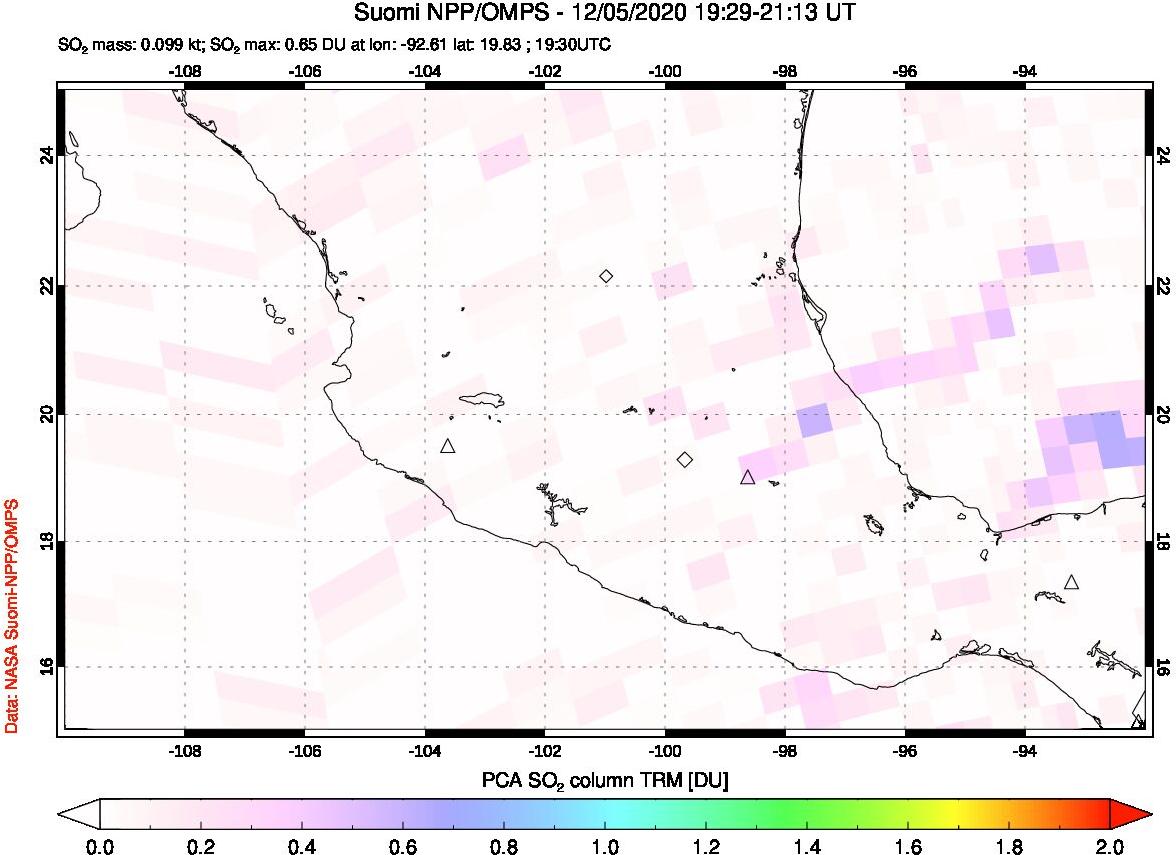 A sulfur dioxide image over Mexico on Dec 05, 2020.