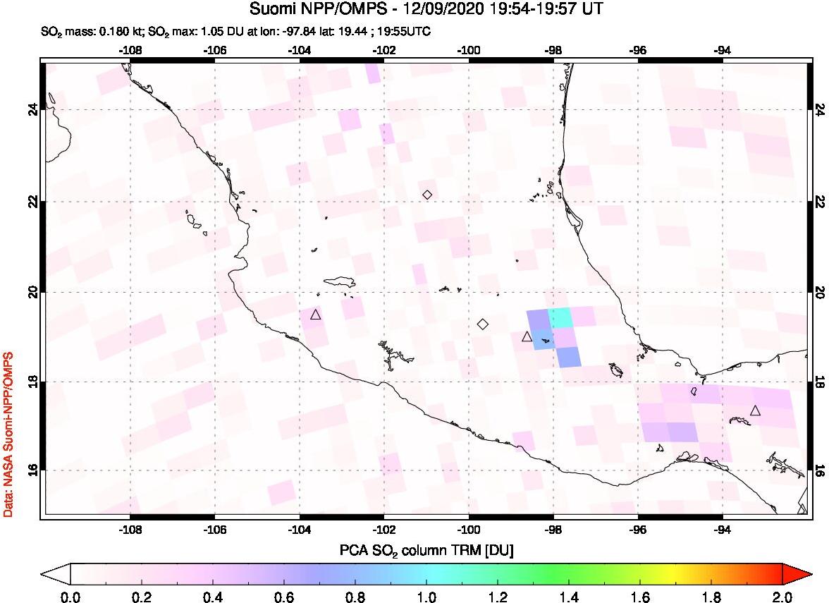 A sulfur dioxide image over Mexico on Dec 09, 2020.