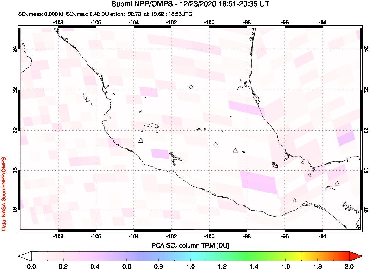 A sulfur dioxide image over Mexico on Dec 23, 2020.