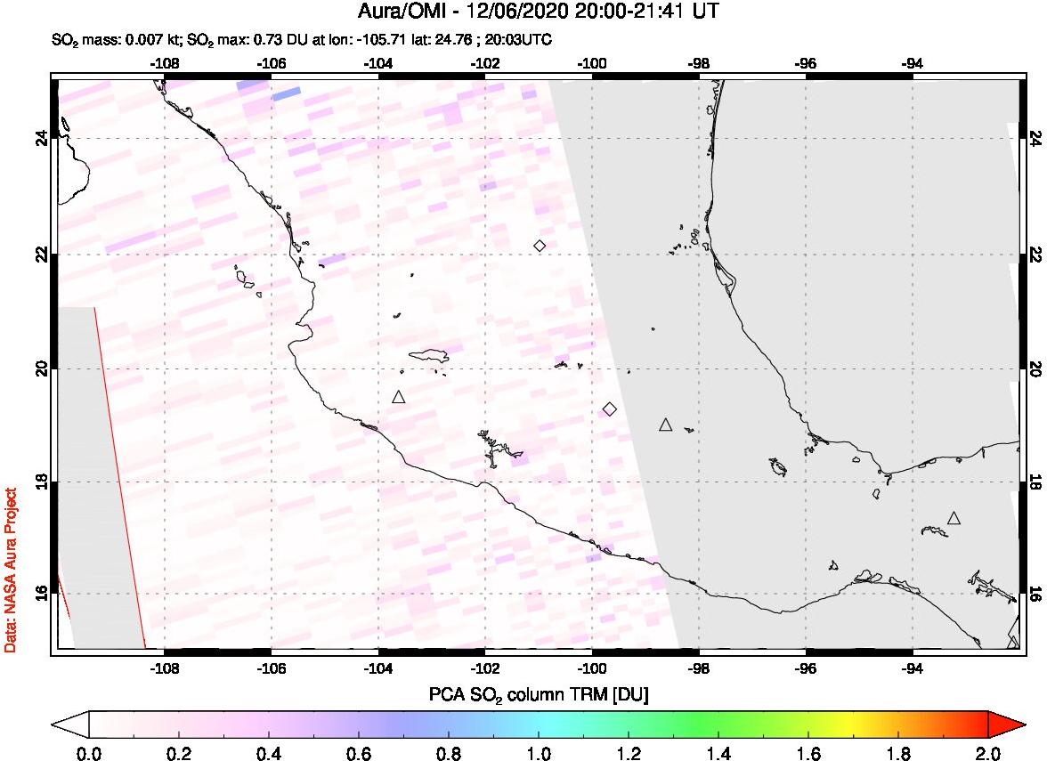 A sulfur dioxide image over Mexico on Dec 06, 2020.