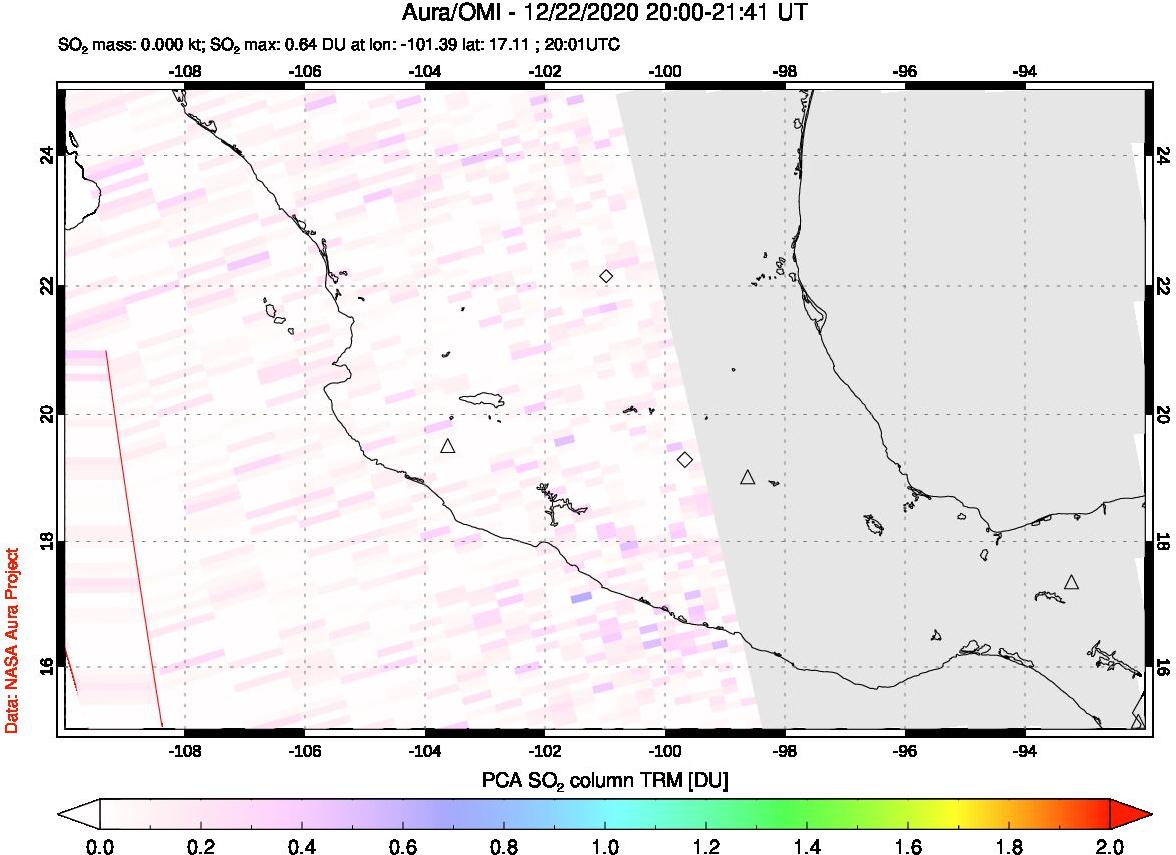 A sulfur dioxide image over Mexico on Dec 22, 2020.