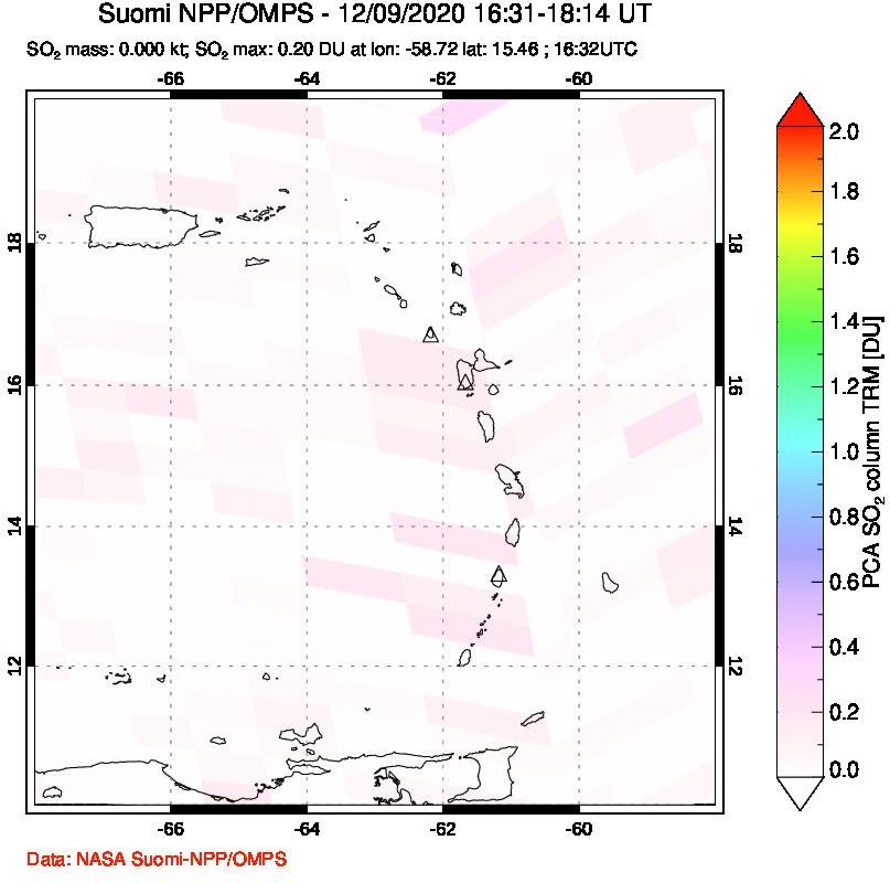 A sulfur dioxide image over Montserrat, West Indies on Dec 09, 2020.