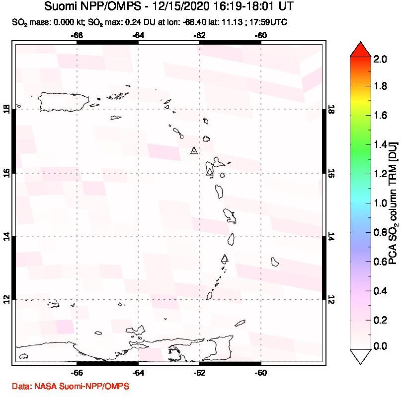 A sulfur dioxide image over Montserrat, West Indies on Dec 15, 2020.