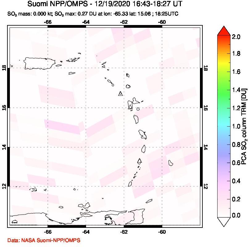 A sulfur dioxide image over Montserrat, West Indies on Dec 19, 2020.