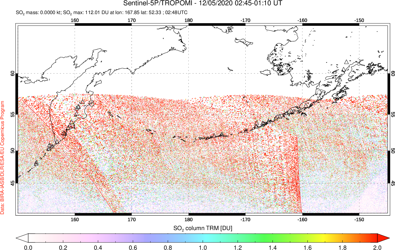 A sulfur dioxide image over North Pacific on Dec 05, 2020.