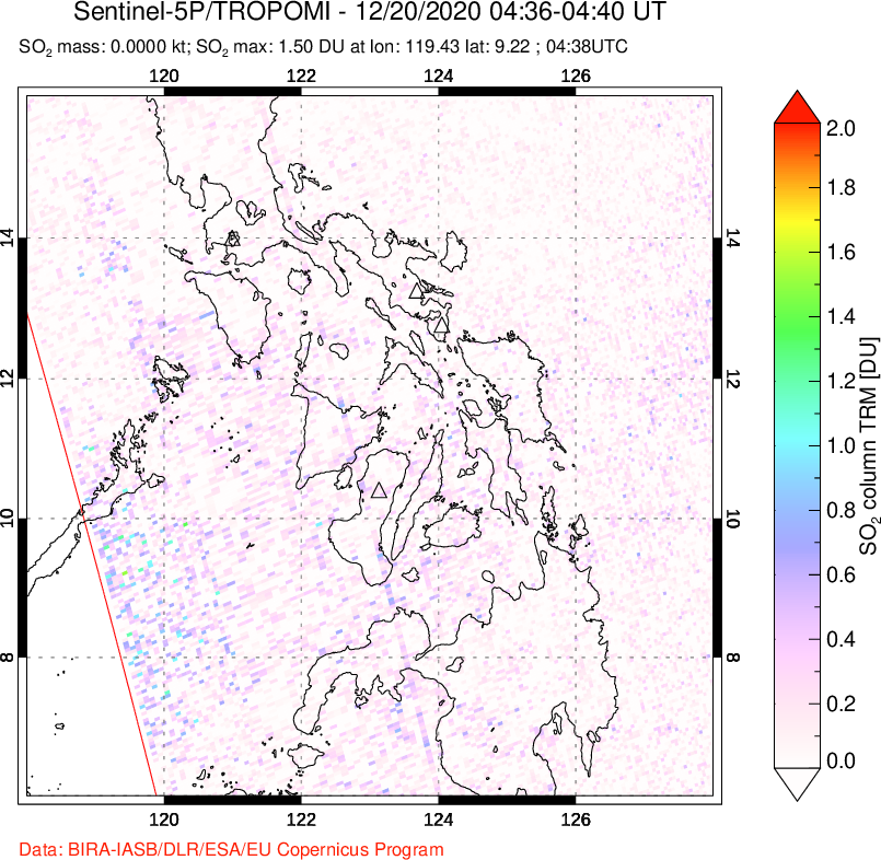 A sulfur dioxide image over Philippines on Dec 20, 2020.