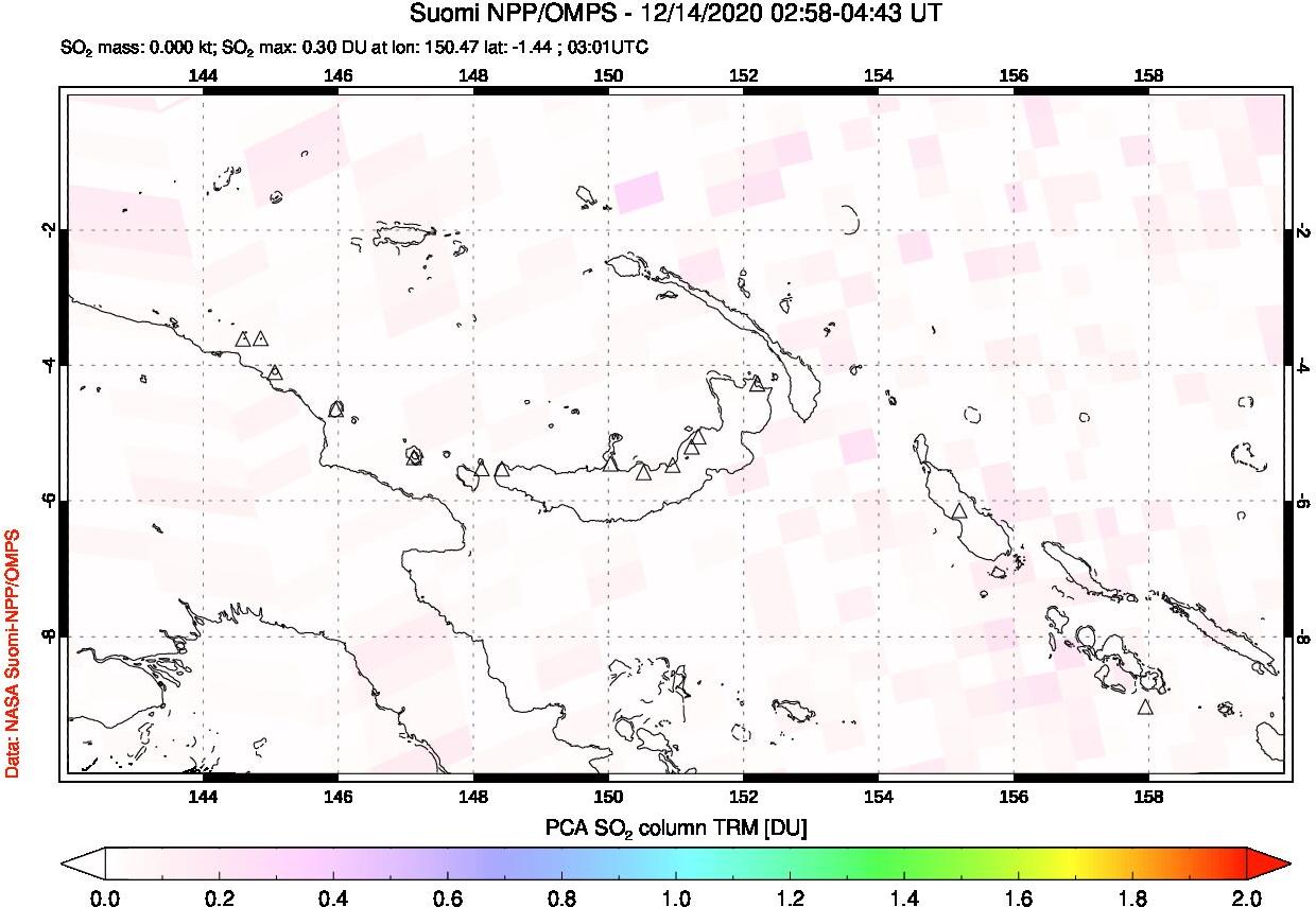 A sulfur dioxide image over Papua, New Guinea on Dec 14, 2020.