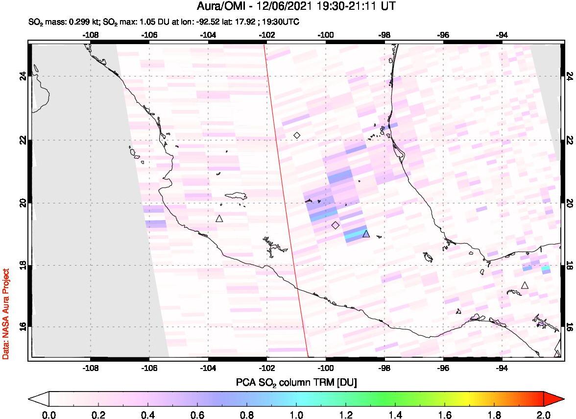 A sulfur dioxide image over Mexico on Dec 06, 2021.