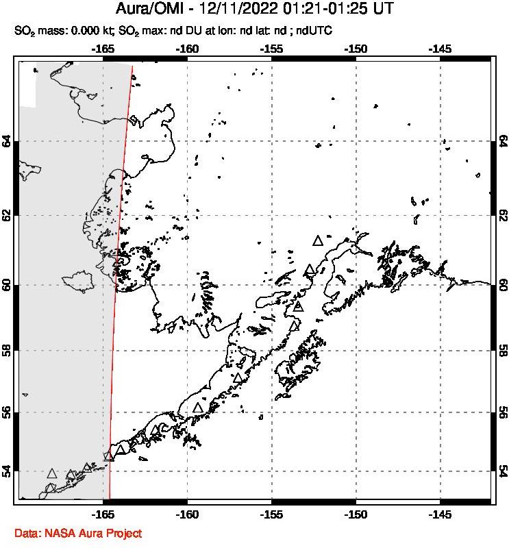 A sulfur dioxide image over Alaska, USA on Dec 11, 2022.