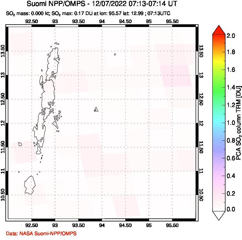 A sulfur dioxide image over Andaman Islands, Indian Ocean on Dec 07, 2022.