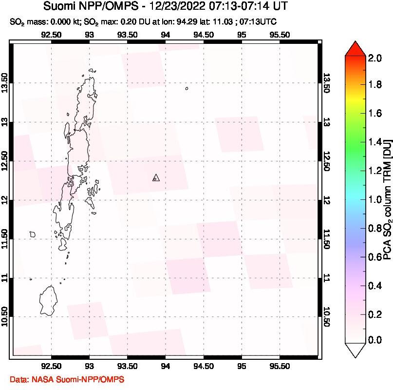 A sulfur dioxide image over Andaman Islands, Indian Ocean on Dec 23, 2022.