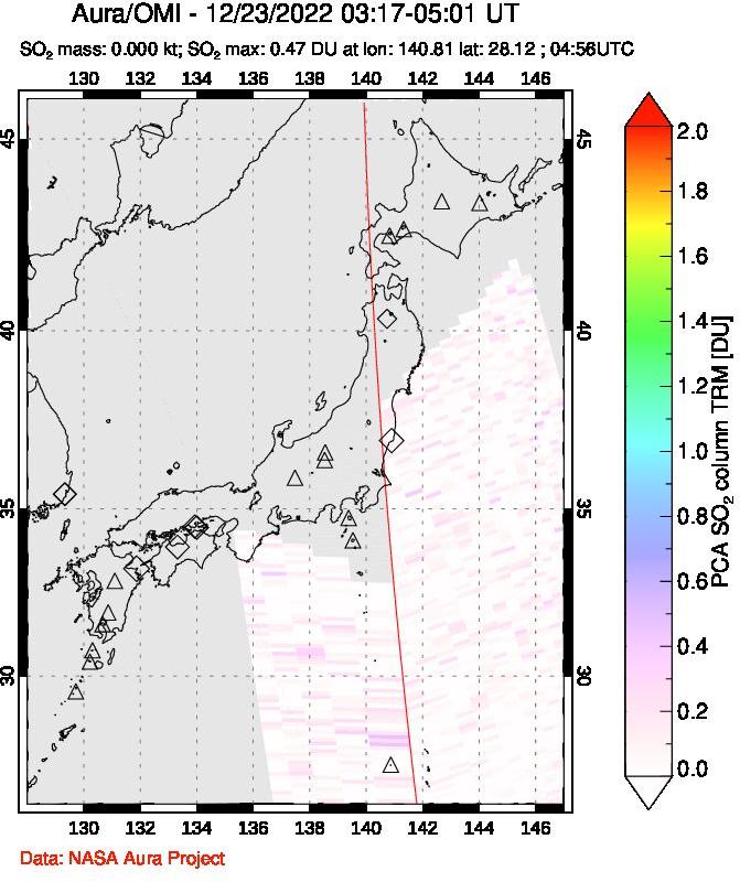 A sulfur dioxide image over Japan on Dec 23, 2022.