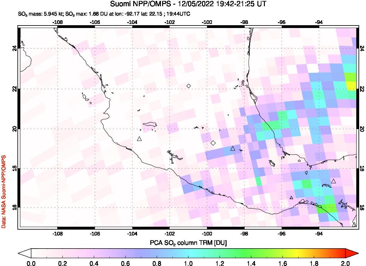 A sulfur dioxide image over Mexico on Dec 05, 2022.