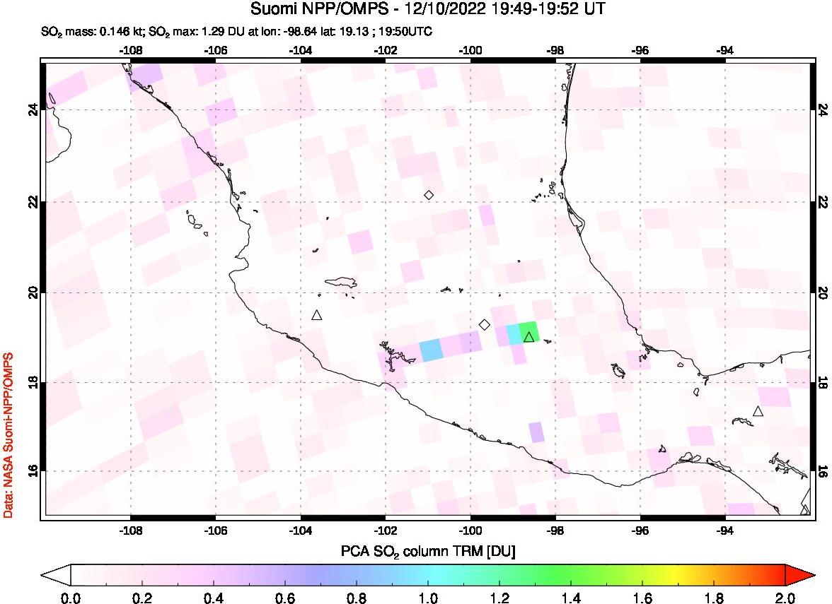 A sulfur dioxide image over Mexico on Dec 10, 2022.