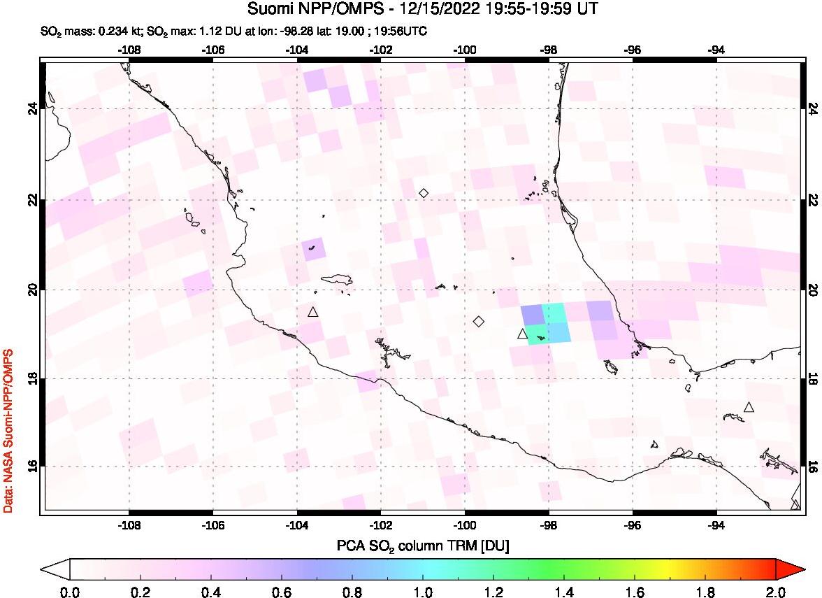 A sulfur dioxide image over Mexico on Dec 15, 2022.