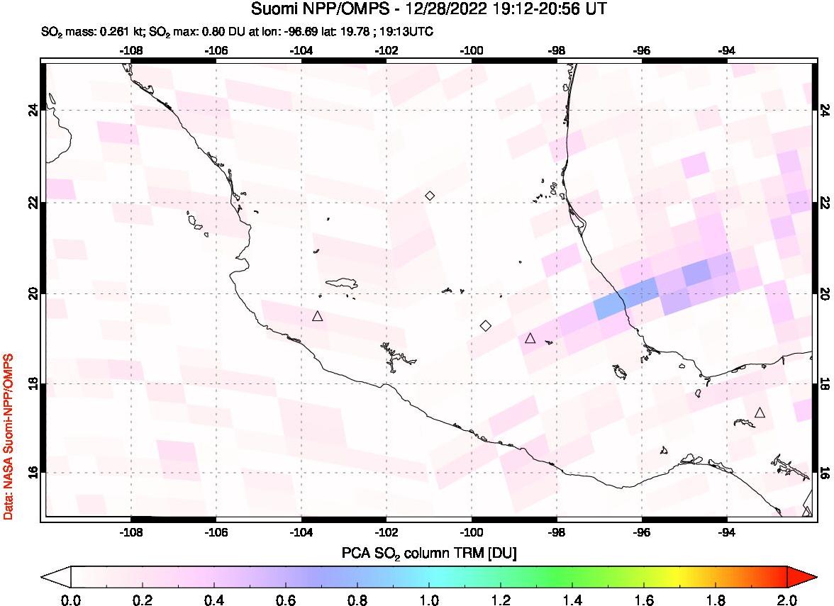 A sulfur dioxide image over Mexico on Dec 28, 2022.