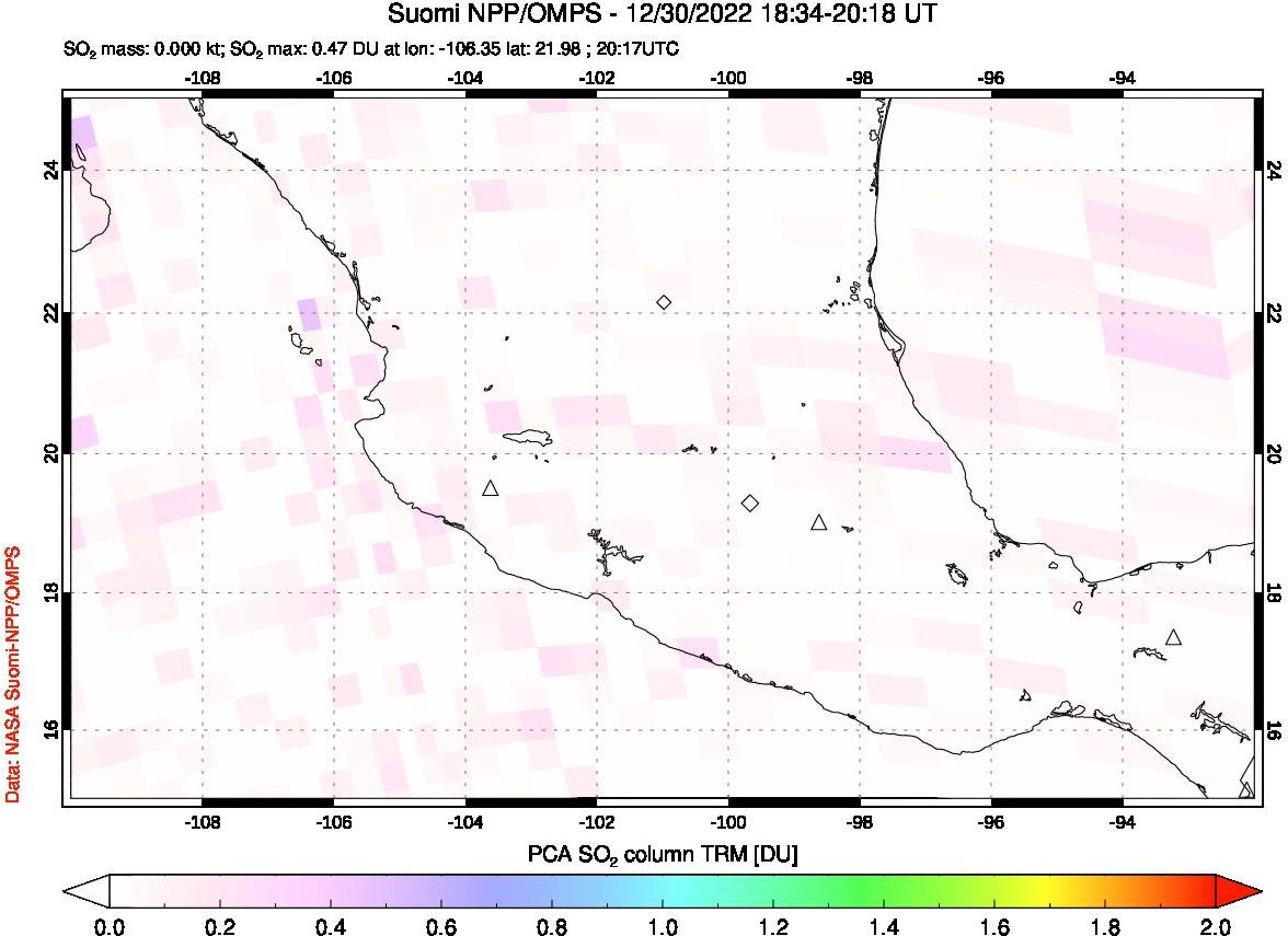 A sulfur dioxide image over Mexico on Dec 30, 2022.