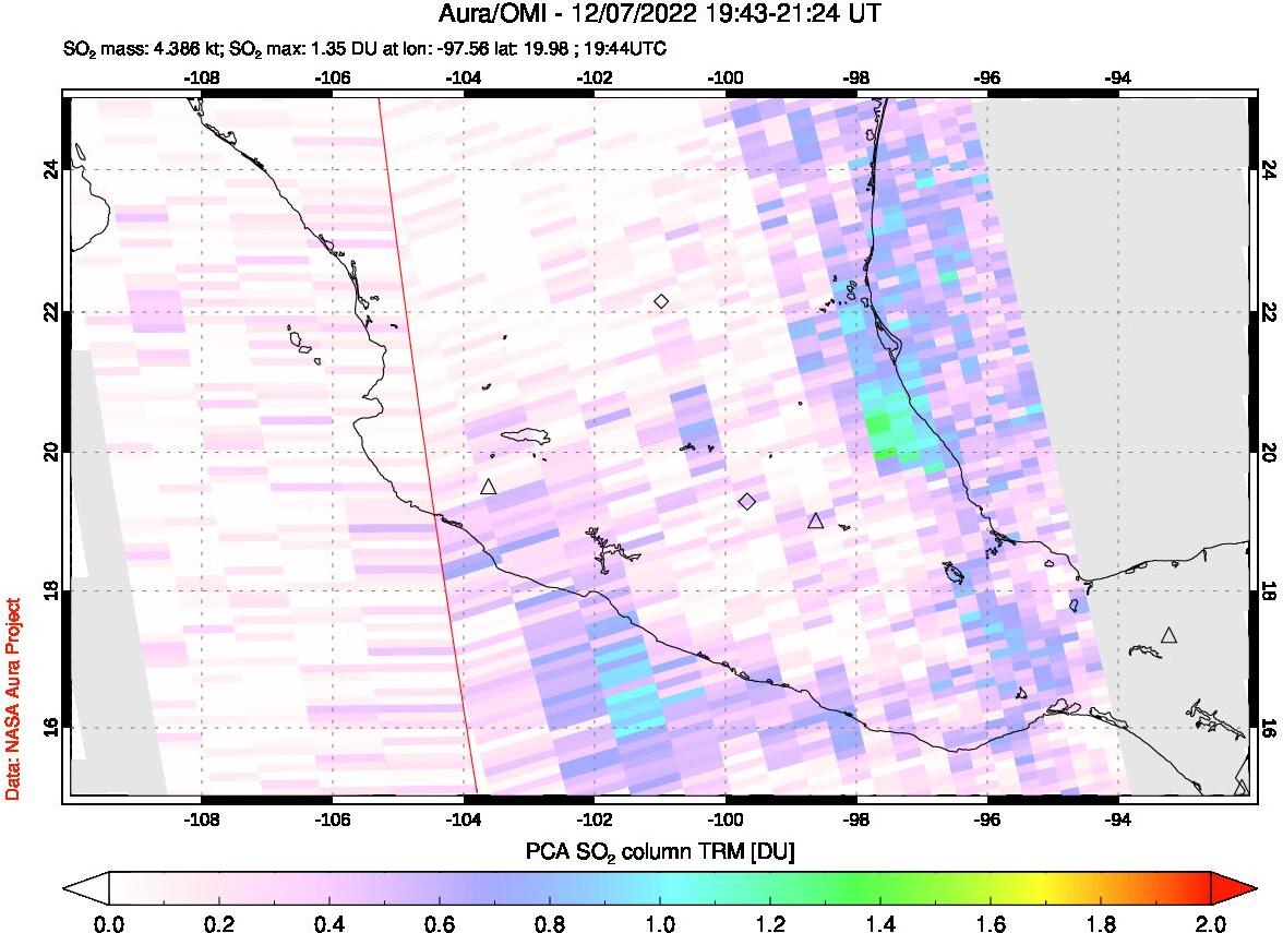 A sulfur dioxide image over Mexico on Dec 07, 2022.